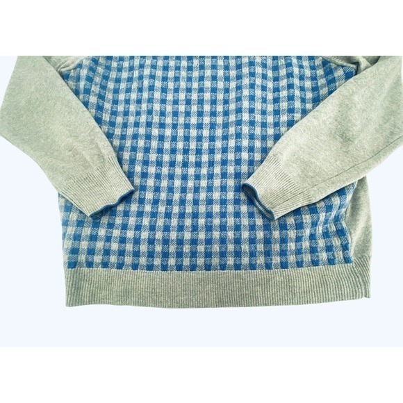 Thomas Dean Retro Sweater Extra Fine Merino Wool Gingham Check Mens Large - Picture 8 of 11